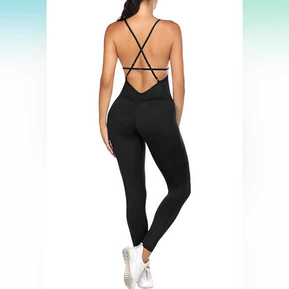 Jumpsuit BRAND NEW Black Criss Cross Scrunch Booty Jumpsuit Small - Picture 9 of 13